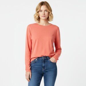 Pendleton Silk Blend Long Sleeve Coral Crew Neck Tee T Shirt L